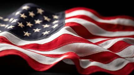 American flag close-up with elegant typography for federal holiday announcements and patriotic designs