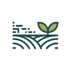 Green sprout growing in fertile soil with abstract lines. © riiicil