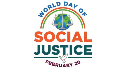 World day of social justice logo with a rainbow and globe