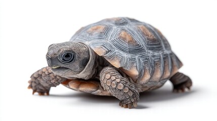 Obraz premium A close-up studio shot of a tortoise against a clean white background.