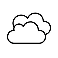 Fototapeta premium Two stylized clouds depicted with black line art on a white background.