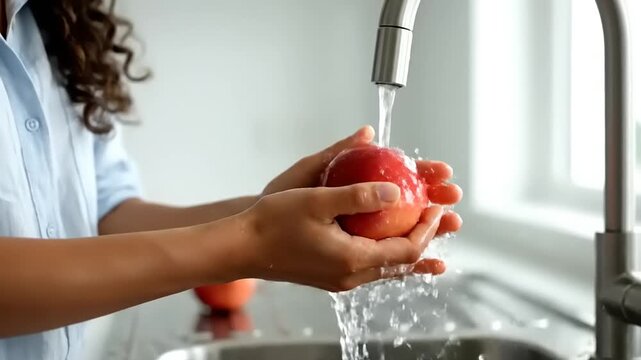 Cleanse and Refresh Washing Apples for a Wholesome Snack, Celebrating Las Fallas