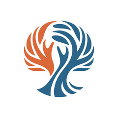 Obraz premium Stylized Tree Logo Design with Intertwined Branches.