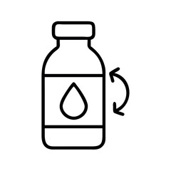 Fototapeta premium Simple outline icon of a dropper bottle with a liquid drop symbol and rotation arrows, representing dispensing or mixing