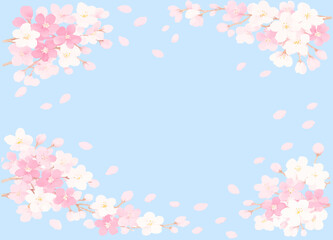 水彩風の桜の花のフレーム　ベクターイラスト素材