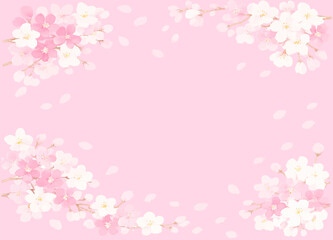 水彩で描いた春の桜のフレーム　ひな祭りのイラスト