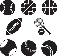 Collection of various sports balls and equipment icons