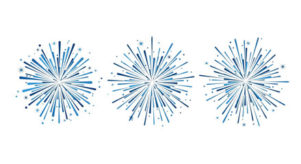 Obraz premium Blue Fireworks Burst Set on White Background, Festive Celebration Vector Design