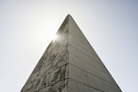 Rays of sun over the Pyramid of Alexander Golod, Astrakhan region of Russia