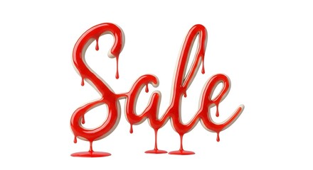 Sale Discount Promotion red dripping text design featuring creative liquid typography for retail marketing and commercial clearance events