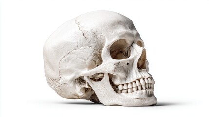 Obraz premium Detailed human skull anatomy, isolated on a clean white background for medical study
