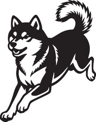 Obraz premium Bold Shiba Inu Illustration in Linocut Woodcut Block Print Style