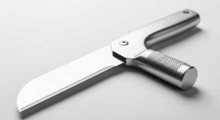 Obraz premium Modern silver folding knife with a unique design for cutting and everyday carry