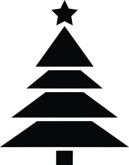 Obraz premium Black silhouette of a christmas tree with a star on top