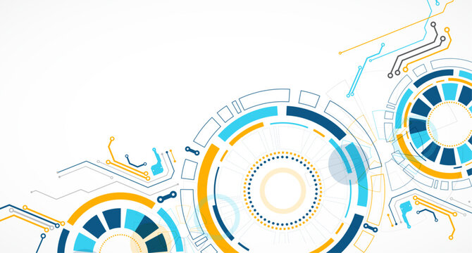 Abstract background. Scientific and technological concept with the use of technical elements formed in the shape of a circle. Vector