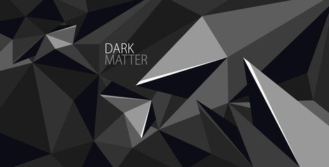 Fototapeta premium Low poly dark vector abstract background, 3D polygonal fractal wallpaper in dark monochrome greyscale colors, geometric surface of triangular structure.