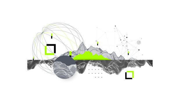 Abstract art wireframe background. Modern science or technology art elements. Surface illustration. Vector.