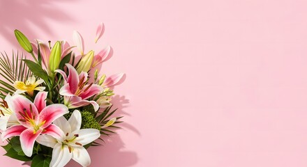 Fototapeta premium Happy mothers day bouquet of beautiful pink and white flowers