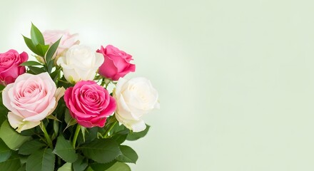 Fototapeta premium Happy mothers day bouquet of pink and white roses for mom