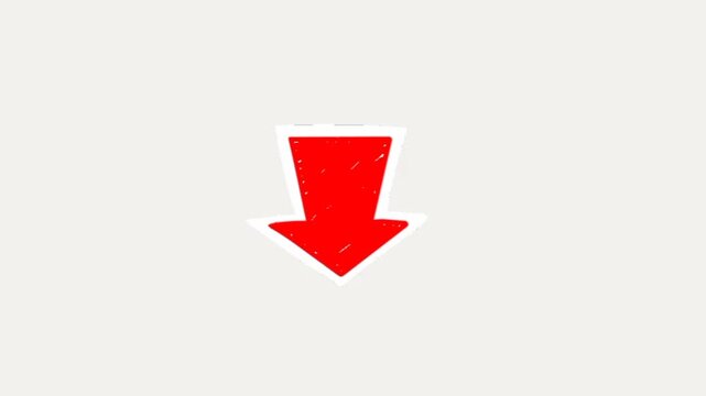 A single, large hand-drawn red arrow pointing down with a textured, chalk-like fill.
