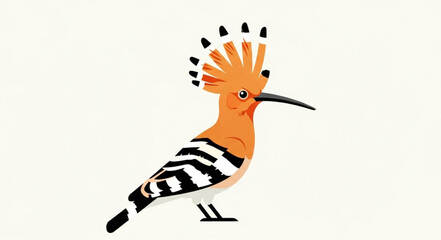 A beautiful hoopo bird with an orange crest and striped wings. © Dombo