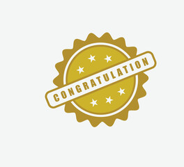 Vector illustration of a distressed congratulation stamp for achievement and awards.