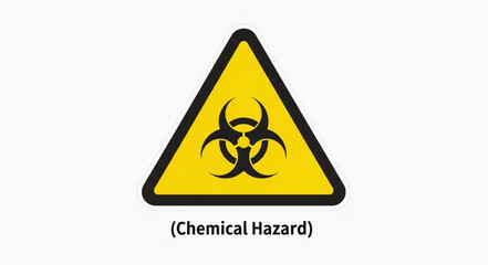 Biohazard symbol warning sign with text chemical hazard.