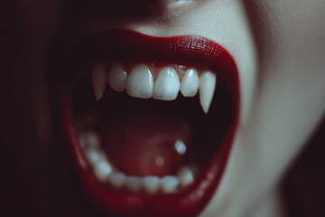 Vampire with Fangs Yelling Likely for Horror or Fantasy Genres