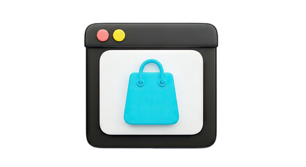 Fototapeta premium 3D Shopping Bag Icon in a Browser Window