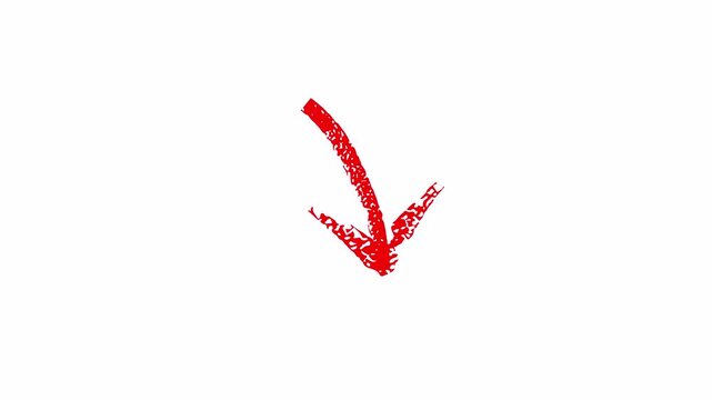 scribble  red arrow to down hand drawn in transparent background 4k