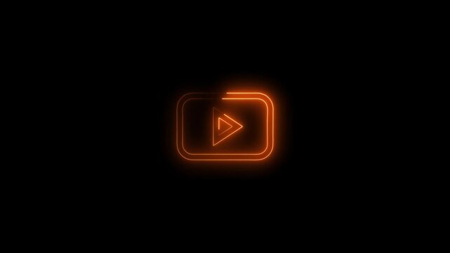 A video play button icon glowing brightly on a dark background in a digital video interface