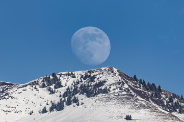 Winterlandschaft, Mond, Berg, Pinzgau, Vollmond.