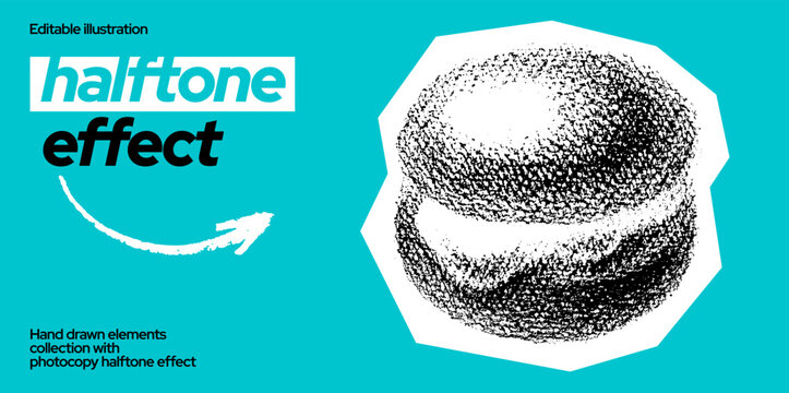 Donut bomboloni collage. Doughnut collage, German or Italian Donut sketch. Berliner and bomboloni food with chocolate or jam from Italy or Germany. Hand drawn breakfast brunch popart collage poster