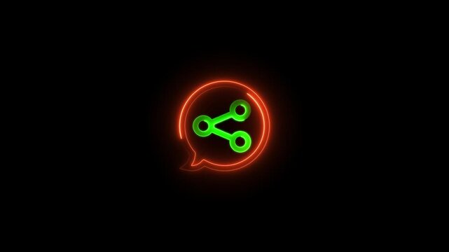 A video showcasing a neon green logo with a speech bubble in a dark background