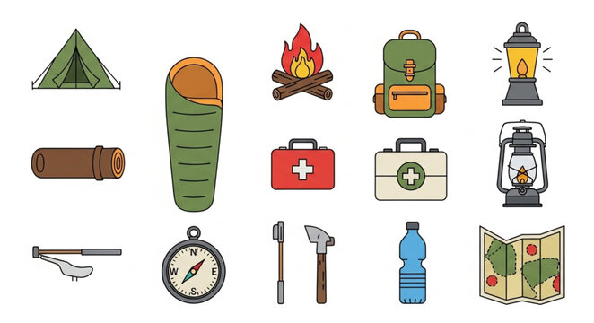 Camping Gear and Outdoor Adventure Equipment Collection.