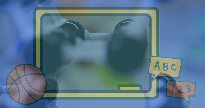 Animation of board icon and chemical models in lab