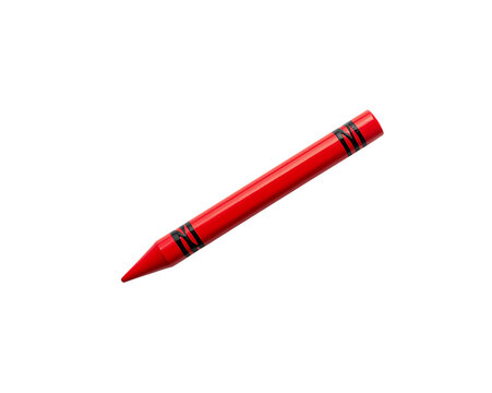 Single Red Crayon on Transparent Background