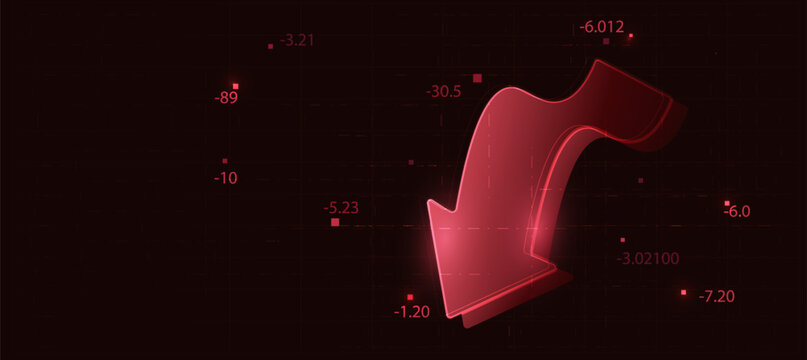 Financial Market Downfall or Investment Loss Concept Background with Red Arrow