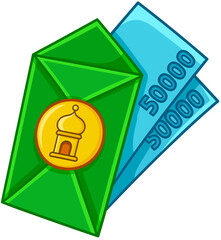 Green Eid Mubarak Money Envelope Illustration