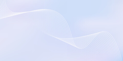 Fototapeta premium Abstract pastel purple gradient background with white subtle wavy lines - futuristic minimalist vector illustration. Elegant pale curved stripes, smooth dynamic swooshes. Light clean design template.