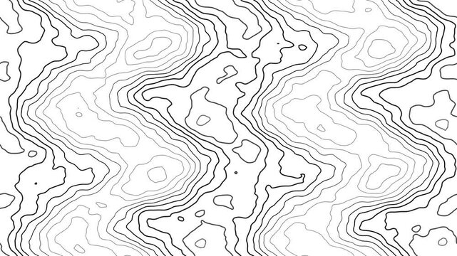 Abstract topographic contour lines pattern moving, seamless looping motion background