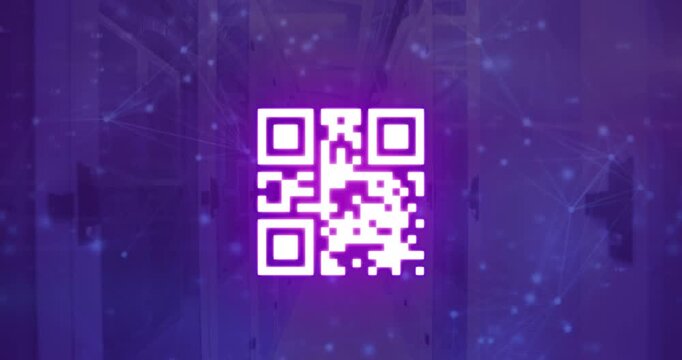 Animation of qr code scanning over computer keyboard