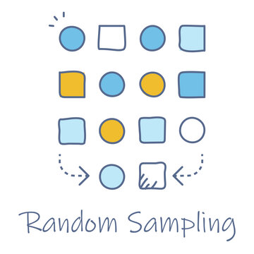 Hand Drawn Random Sampling Icon For Statistical Data Analysis