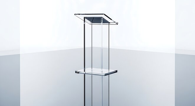 Modern glass lectern with sleek design for presentations