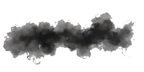 Black ink splat and white ink splashes create a watercolor texture illustration featuring a smoke pattern and nature elements on paper with a blue cloud design © Queality Full