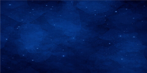 Abstract blue grunge background with stars and a dark textured pattern blending space nebula and underwater sea elements for a bright night sky