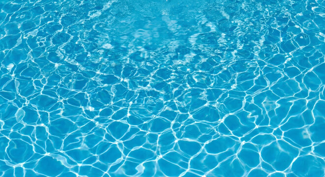 Blue swimming pool water surface texture with sun light caustics pattern