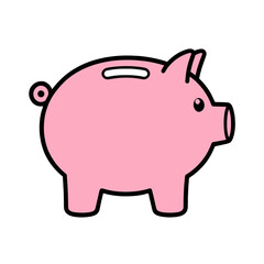 Obraz premium Pink piggy bank vector icon.