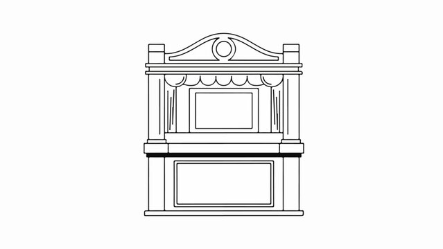 Simple puppet theater stage design for children's shows, featuring classic proscenium arch and canopy.
