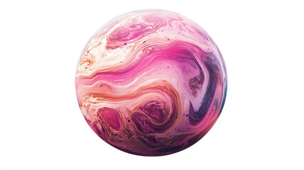Fototapeta premium A pink planet isolated on white background.